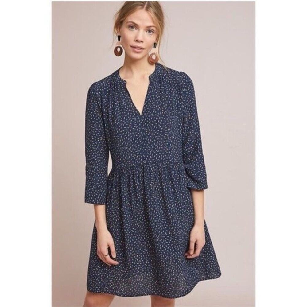 ANTHROPOLOGIE MAEVE JUNO BLUE COLORFUL SPECKLE PRINT DRESS SZ XS
